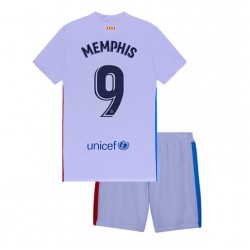 Camisola FC Barcelona Memphis Depay 9 Criança Equipamento Segundo 2021-2022 Manga Curta